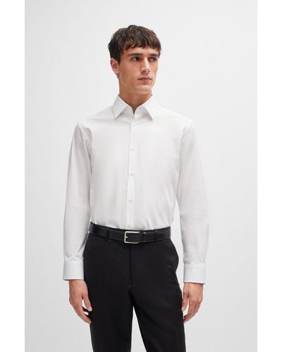 BOSS Regular-fit Shirt In Easy-iron Stretch-cotton Poplin - White