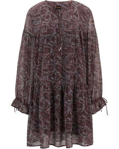 BOSS Kleid mit Paisley-Print und Detail zum Binden - Braun