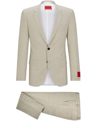 HUGO Gemusterter Slim-Fit Anzug aus funktionalem Stretch-Gewebe - Weiß