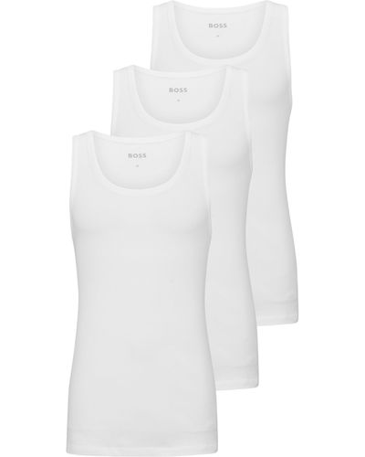 BOSS Set Van Drie Onderhemden Met Logostiksels - Wit