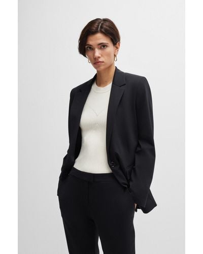 BOSS Relaxed-fit Jacket In Crease-resistant Stretch Jersey - Black
