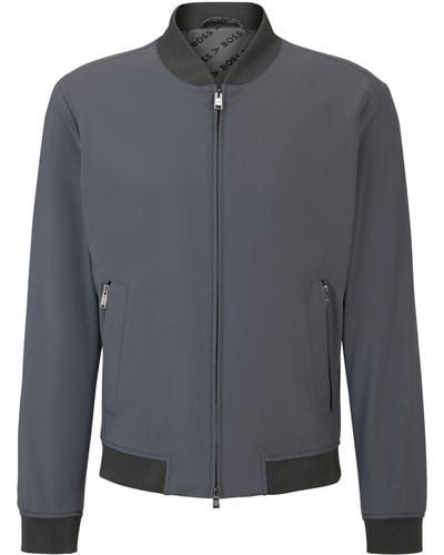 BOSS Slim-Fit Jacke aus knitterfreiem Jersey - Grau