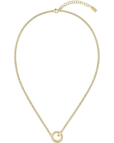 BOSS Gold-tone Necklace With Crystal-set Pendant - Metallic