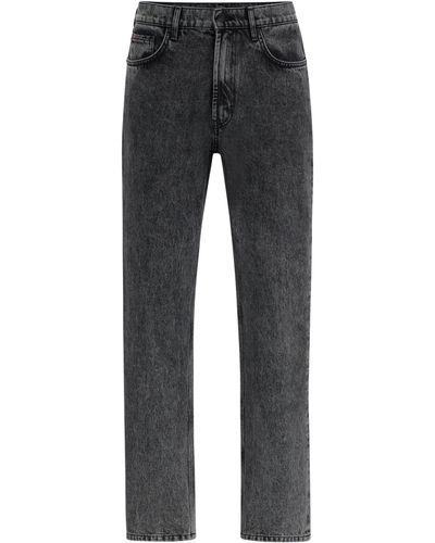 HUGO Regular-Fit Jeans aus grauem Denim mit mittlerer Bundhöhe