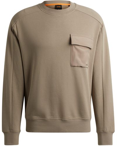 BOSS Sweatshirt aus Baumwoll-Terry mit Logo-Stickerei auf der Tasche - Mehrfarbig