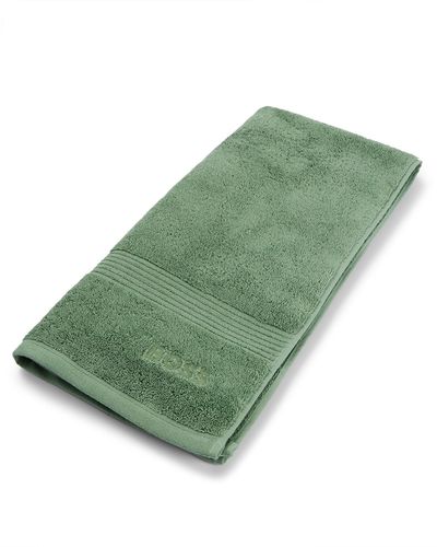 BOSS Logo Hand Towel In Aegean Cotton - Green