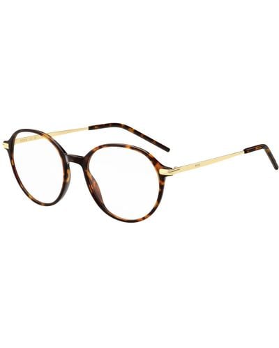 BOSS Round Havana-acetate Optical Frames With Gold-tone Temples - Brown