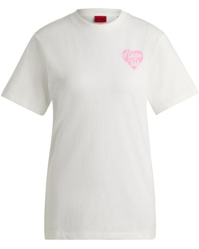 HUGO Relaxed-Fit T-Shirt aus Baumwoll-Jersey mit Strass-Artwork - Weiß