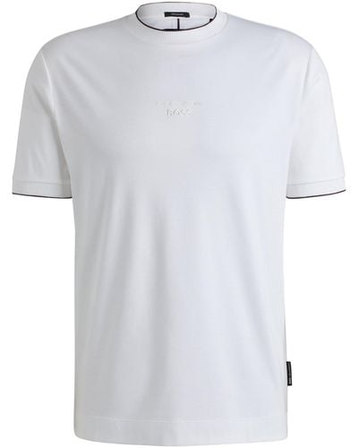 BOSS Porsche X Mercerised-cotton T-shirt With Special Branding - White