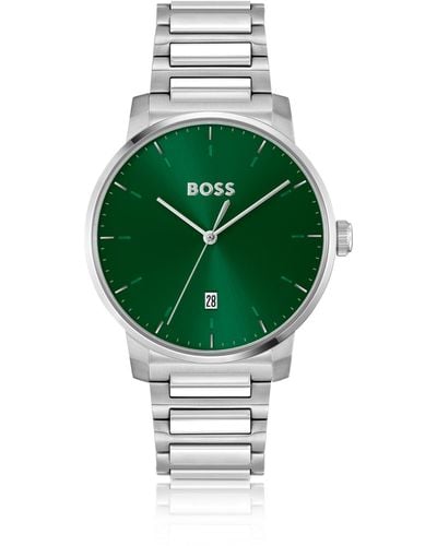 BOSS Horloge Met Groene Wijzerplaat En Polsband Met H-schakels