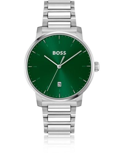 BOSS Montre avec cadran vert et bracelet à maillons en H