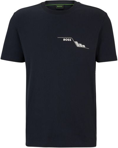 BOSS T-shirt Van Katoenen Jersey Met Ronde Hals En Trendy Artwork - Zwart