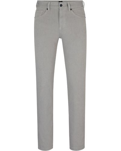 BOSS Regular-Fit Jeans aus fein strukturiertem Stretch-Denim - Grau