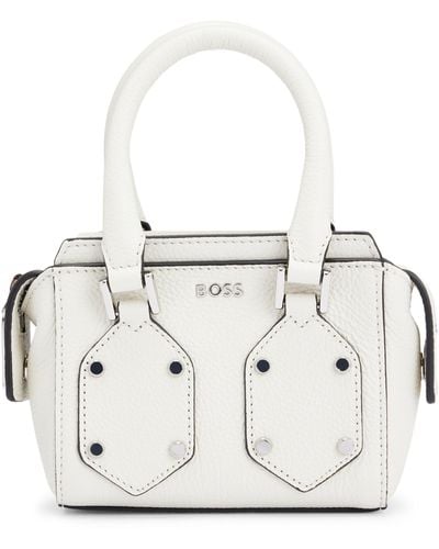 BOSS Grained-leather Mini Bag With Branded Hardware - White