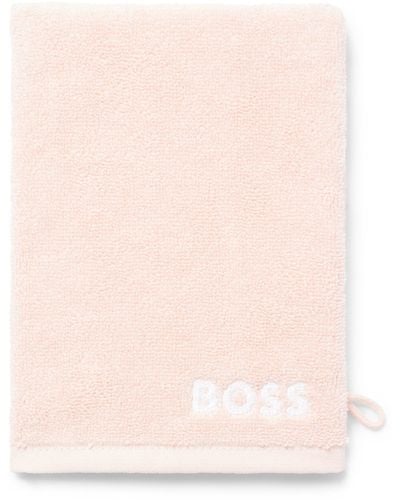BOSS Waschhandschuh aus ägyptischer Baumwolle mit kontrastfarbenem Logo - Pink