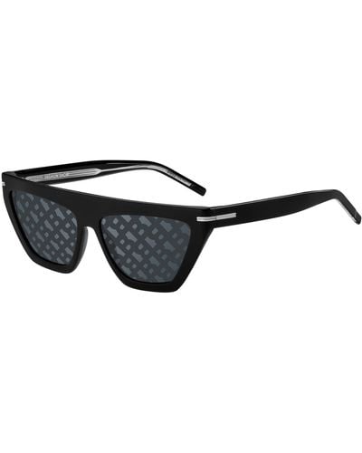 BOSS Black-acetate Sunglasses With Monogram-patterned Lenses