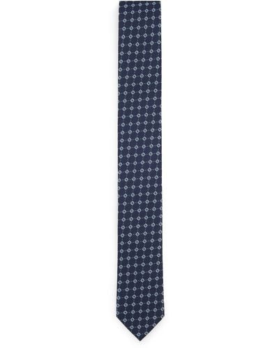 BOSS Silk-blend Tie With Jacquard-woven Pattern - Blue