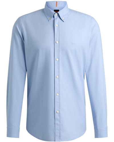 BOSS Regular-Fit Hemd aus Oxford-Baumwolle mit Button-Down-Kragen - Blau