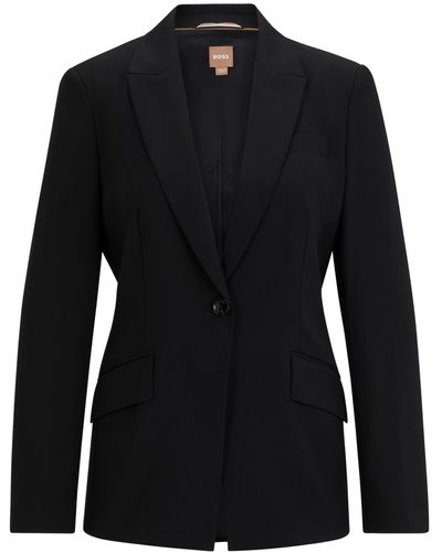 BOSS Regular-fit Jacket In Virgin Wool With Slit Cuffs - Black
