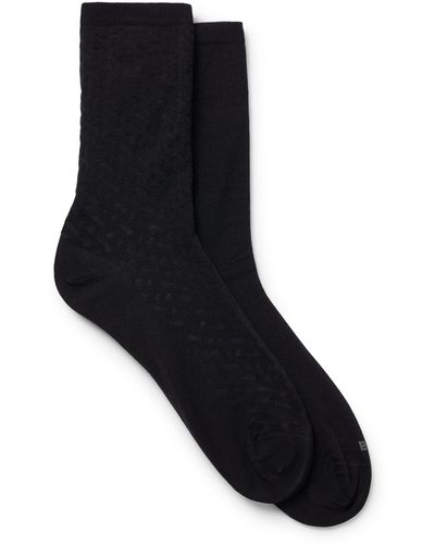 BOSS Two-pack Of Regular-length Socks In Stretch Cotton - Black
