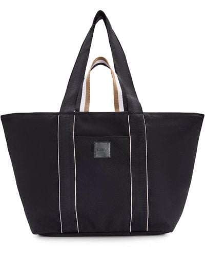 BOSS Canvas Tote Bag With Logo Patch - Black
