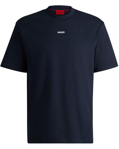 HUGO Relaxed-Fit T-Shirt aus Baumwolle mit Logo-Print - Blau