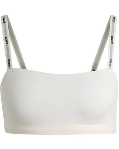 BOSS Stretch-jersey Bralette With Branded Straps - White