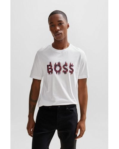 BOSS Cotton-jersey Regular-fit T-shirt With Seasonal Artwork - White