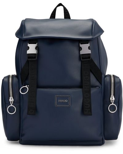HUGO Hardware-trimmed Backpack With Framed Logo - Blue