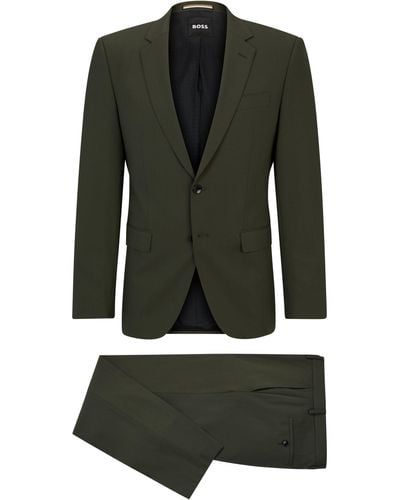 BOSS Slim-Fit Anzug aus knitterfreier Stretch-Wolle - Grün