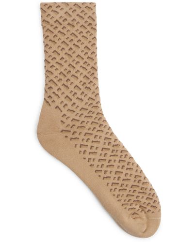 BOSS Mittelhohe Socken mit Monogramm-Muster - Natur