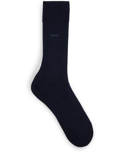 BOSS Mittelhohe Logo-Socken aus ägyptischer Baumwolle mit merzerisiertem Finish - Blau