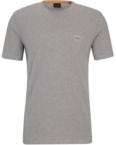 BOSS Relaxed-fit T-shirt Van Katoenen Jersey Met Logopatch - Grijs