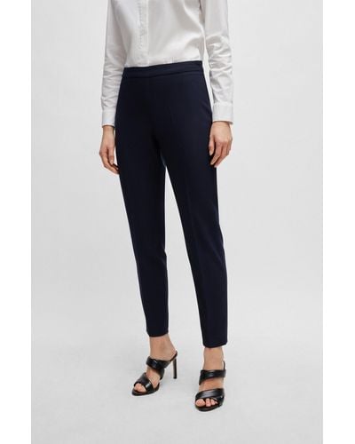 BOSS Regular-fit Pants In Micro-patterned Super-stretch Fabric - Blue