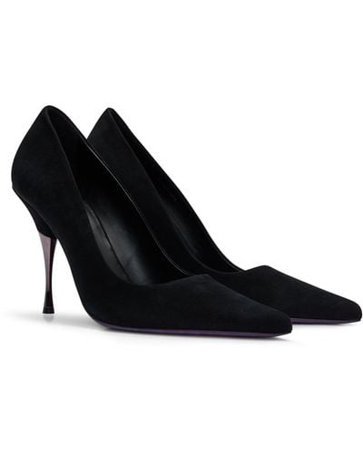 BOSS Naomi X Suede Court Shoes - Black