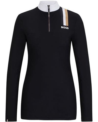 BOSS Slim-fit Wedstrijdshirt Van Power-stretchmateriaal Voor Ruitersport - Zwart