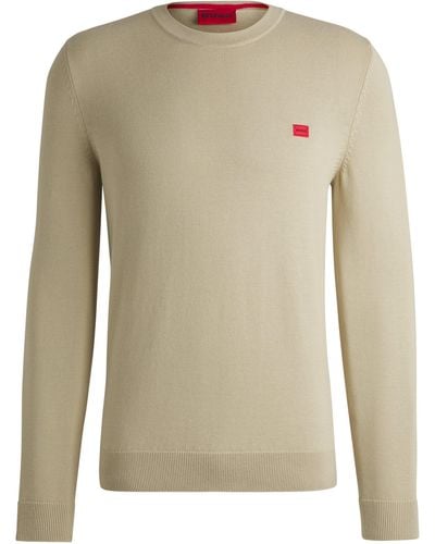 HUGO Strickpullover aus Baumwolle mit rotem Logo-Label - Mehrfarbig