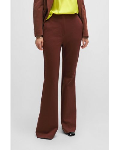 BOSS Regular-fit Pants In Stretch Twill With Flared Leg - Brown
