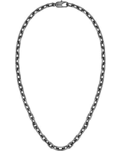 BOSS Grey-plated Chain Necklace With Branded Clasp - Blue