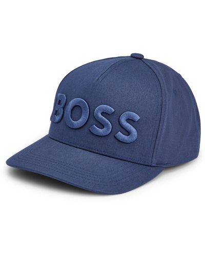 BOSS Cotton-twill Five-panel Cap With Embroidered Logo - Blue