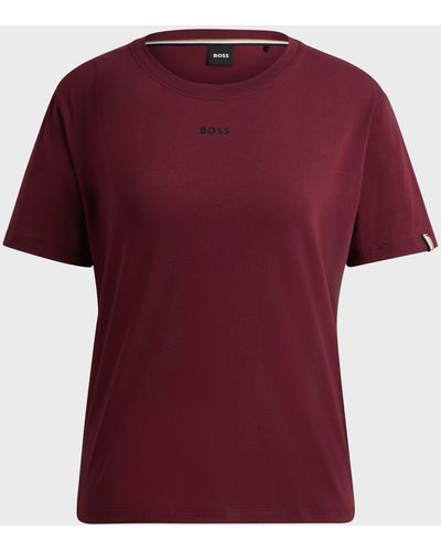BOSS T-shirt de pyjama en jersey de coton stretch à logo imprimé - Rouge