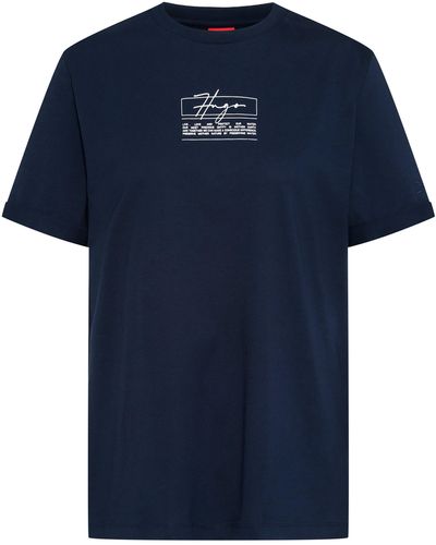 HUGO T-shirt Van Katoenen Jersey Met Credologo - Blauw