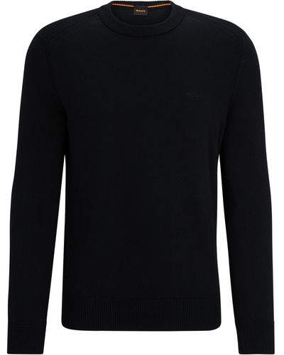 BOSS Regular-Fit Sweatshirt aus Baumwoll-Jersey mit Logo-Stickerei - Schwarz