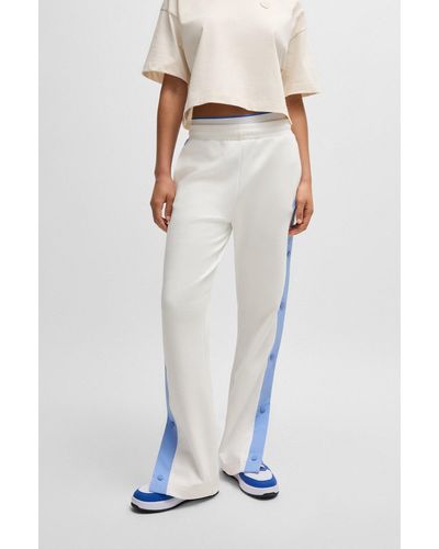 HUGO Stretch-cotton Tracksuit Bottoms With Side Tape - White