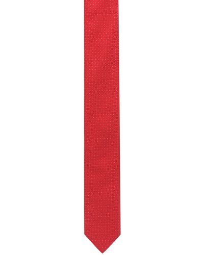 HUGO Silk-jacquard Tie With Micro Pattern - Red