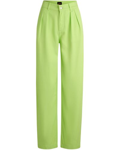 BOSS Hose aus softem Twill mit weitem Beinverlauf - Grün