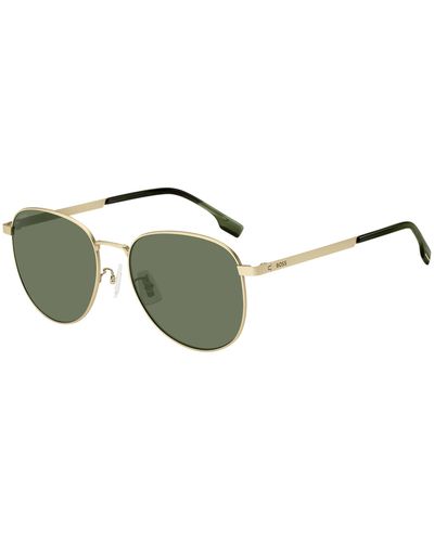 BOSS Gold-tone Sunglasses With Titanium Temples - Green