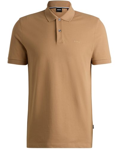 BOSS Polo Regular en coton avec logo brodé - Marron