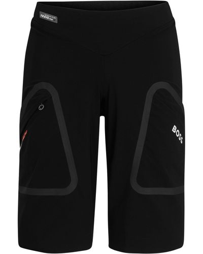 BOSS X Assos Regular-fit Cargoshort Met Merkaccent - Zwart