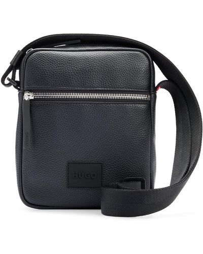 HUGO Reporter bag in similpelle con toppa con logo gommata - Nero